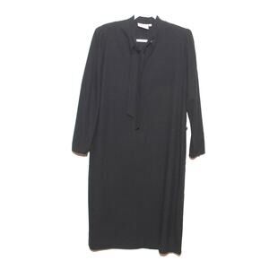 Vintage Cymbal Side button Wool Midi Black Dress Size 12